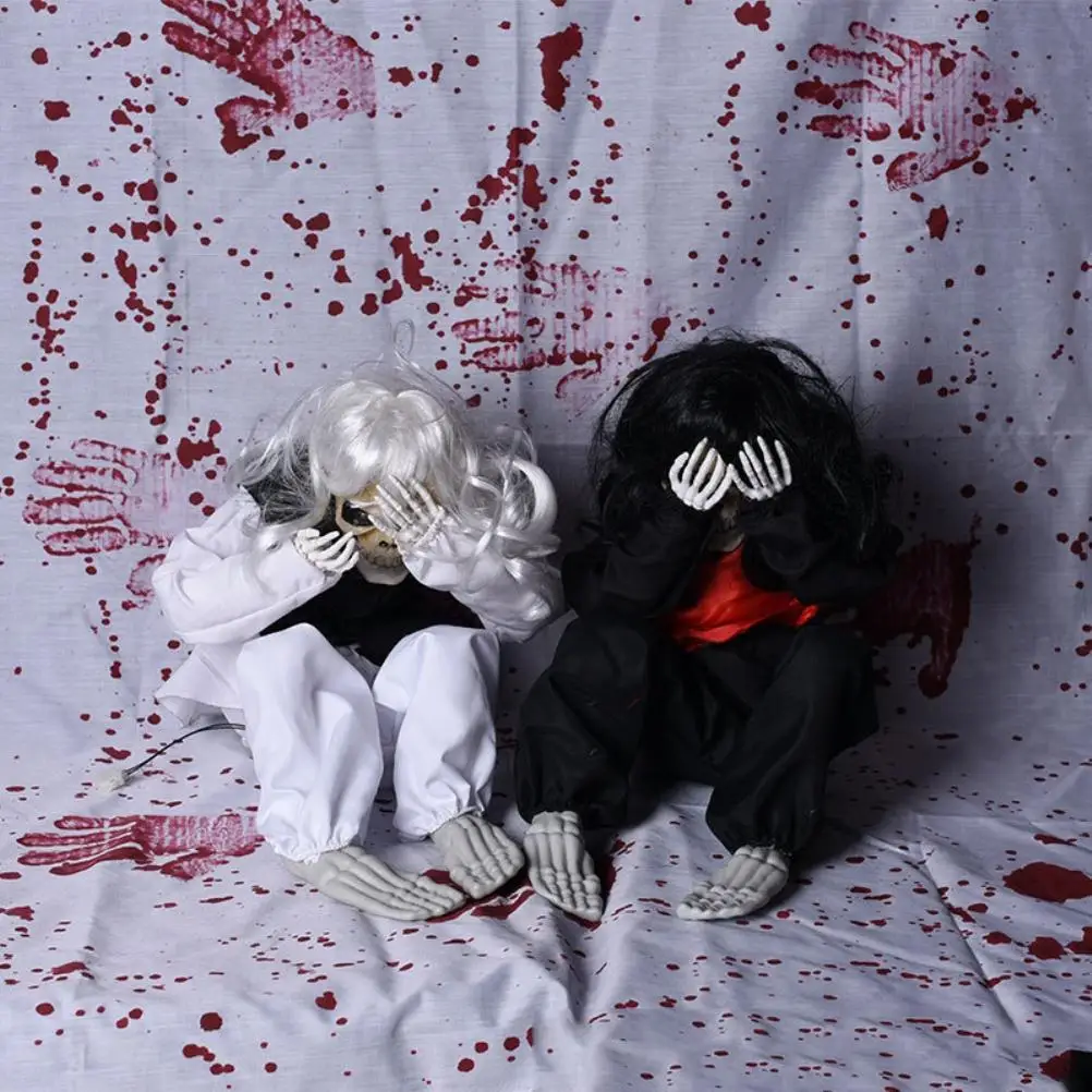 Halloween Decorations Indoor Crying halloween Ornament Voice Control Halloween Trembling Doll Resin Shaking Touch Sensor