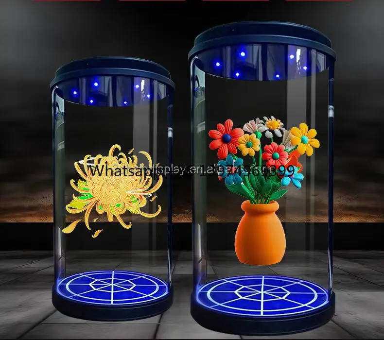 3D Hologram Cylinder Transparent Screen Interactive Holograms HoloTube  Hologram 21/75inch Splicing Cylindrical Cabinet