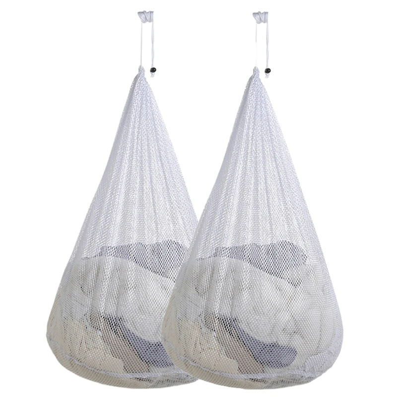 Multipurpose Large White Laundry Bags 31.5x23.6 Inch, 2 Pack Mesh Drawstring Bags for Home and Travel Clothing Care