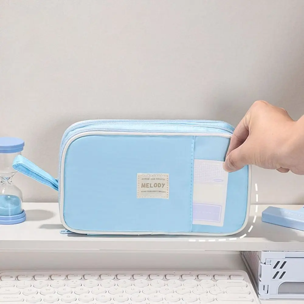 Брядостойкая двусторонняя сумка для ручек, легкая большая вместительная сумка для хранения канцелярских принадлежностей, холщовая ручная сумка-органайзер для ручек, подарок