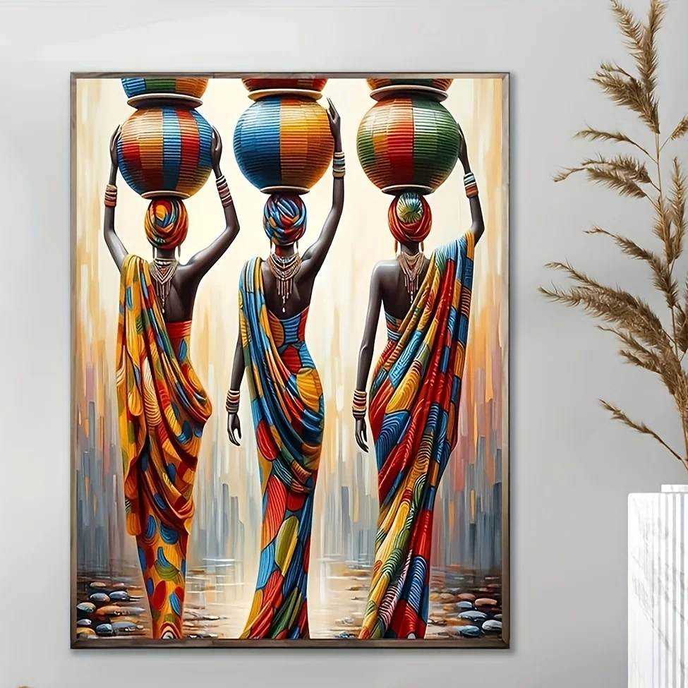 Room Decor Modern African Woman Canvas Art Print Frameless Wall Decor for Home Bedroom Living Room Hotel Office Poster 2D Flat