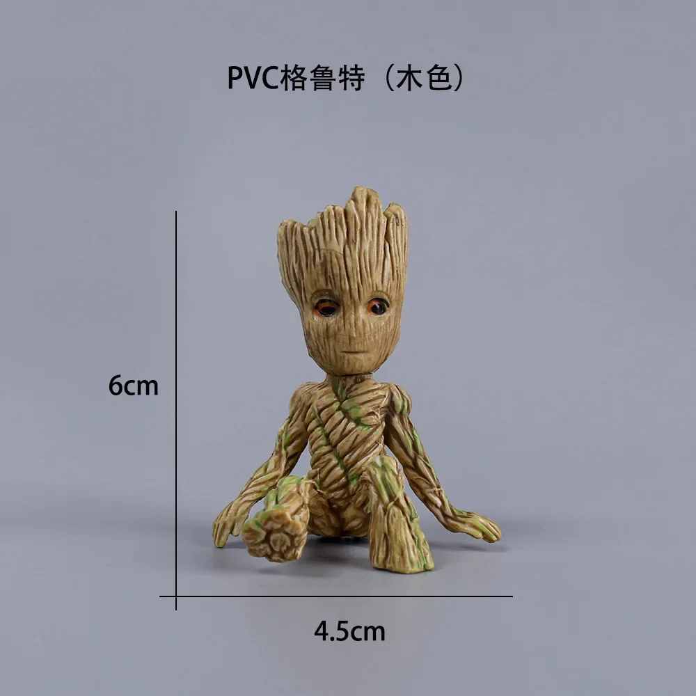 Mainan aksi figur aksi Groot Guardians Of The Galaxy Tree Man Disney 4.5-6CM Model boneka Mini Groot kartun hadiah pesta liburan anak