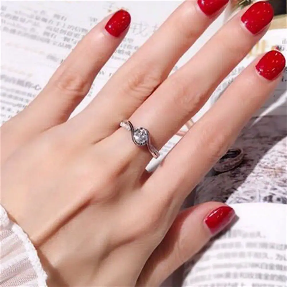 Elegant Women White Diamond Couple White Sapphire Ring Cubic Zirconia Jewelry Wedding Ring 925 Silver Rings