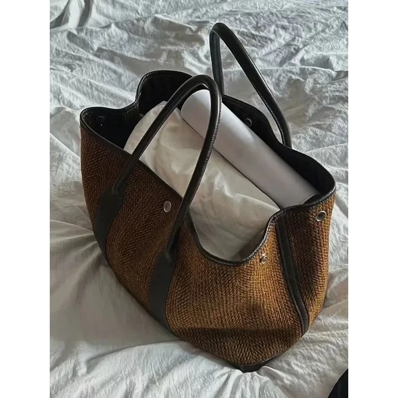 New Small Niche High Appearance Level Female Fashion Temperament Woolen Single Shoulder Carrying Large Bag All-in-one Backpack