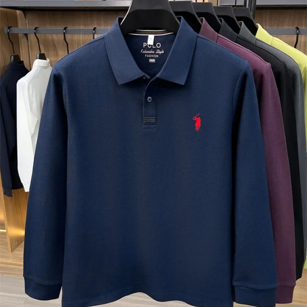 2026 neues 100% reines Baumwoll-Poloshirt der High-End-Marke für Herren, langärmelig, Herbstmode, luxuriöse Stickerei, Golf-Oberteil, Business-T-Shirt – Detail 8