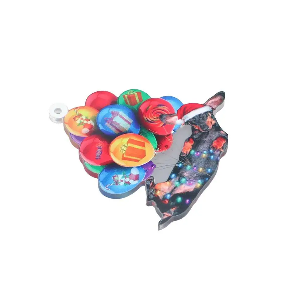 2D الألماني قلادة مزدوجة الوجهين الاكريليك عيد الميلاد شماعات الحلي الألماني عيد ميلاد سعيد الاكريليك عيد الميلاد الكلب المعلقات #5