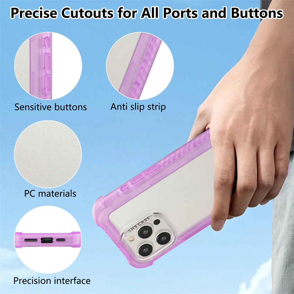 3in1 Military Shockproof Protective Phone Case For iPhone 16 15 14 Pro Max 16 Plus 13 Air Cushion TPU Bumper PC Hard Back Cover
