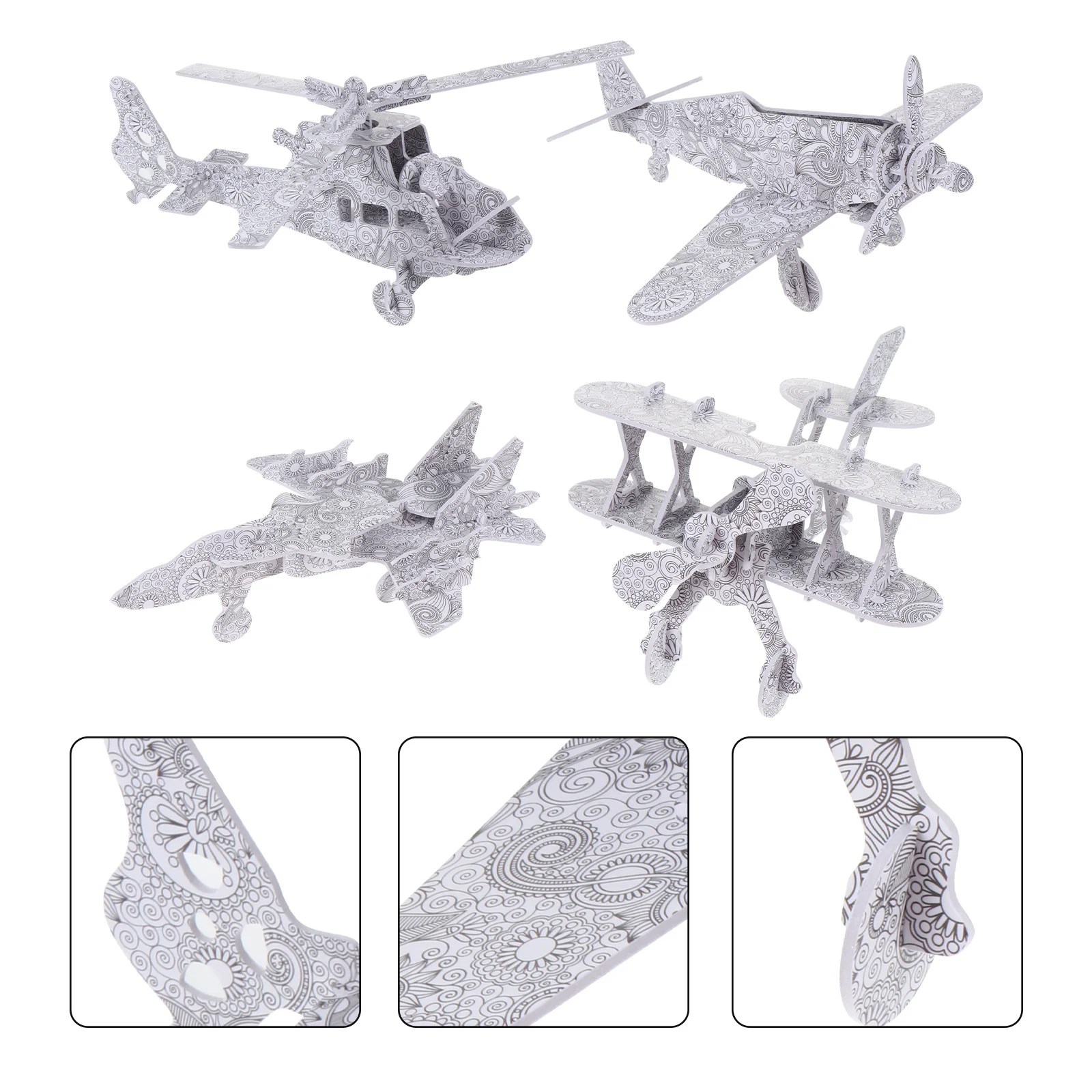 Juego de pintura de rompecabezas DIY de avión 3D, 4 Uds., incluye 12 bolígrafos para niños, arte creativo, artesanía, regalo educativo, rompecabezas 3D