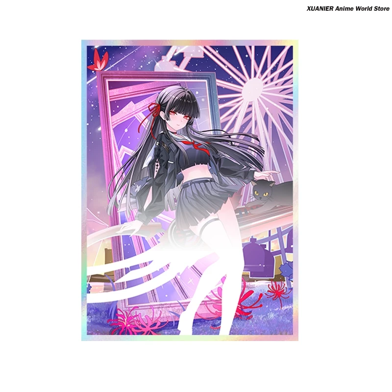 Figur Akrilik Model Berdiri Dua Sisi Bertema CHISA dari Anime Wuthering Waves, Dekorasi Tiket Laser, Kertas Berwarna