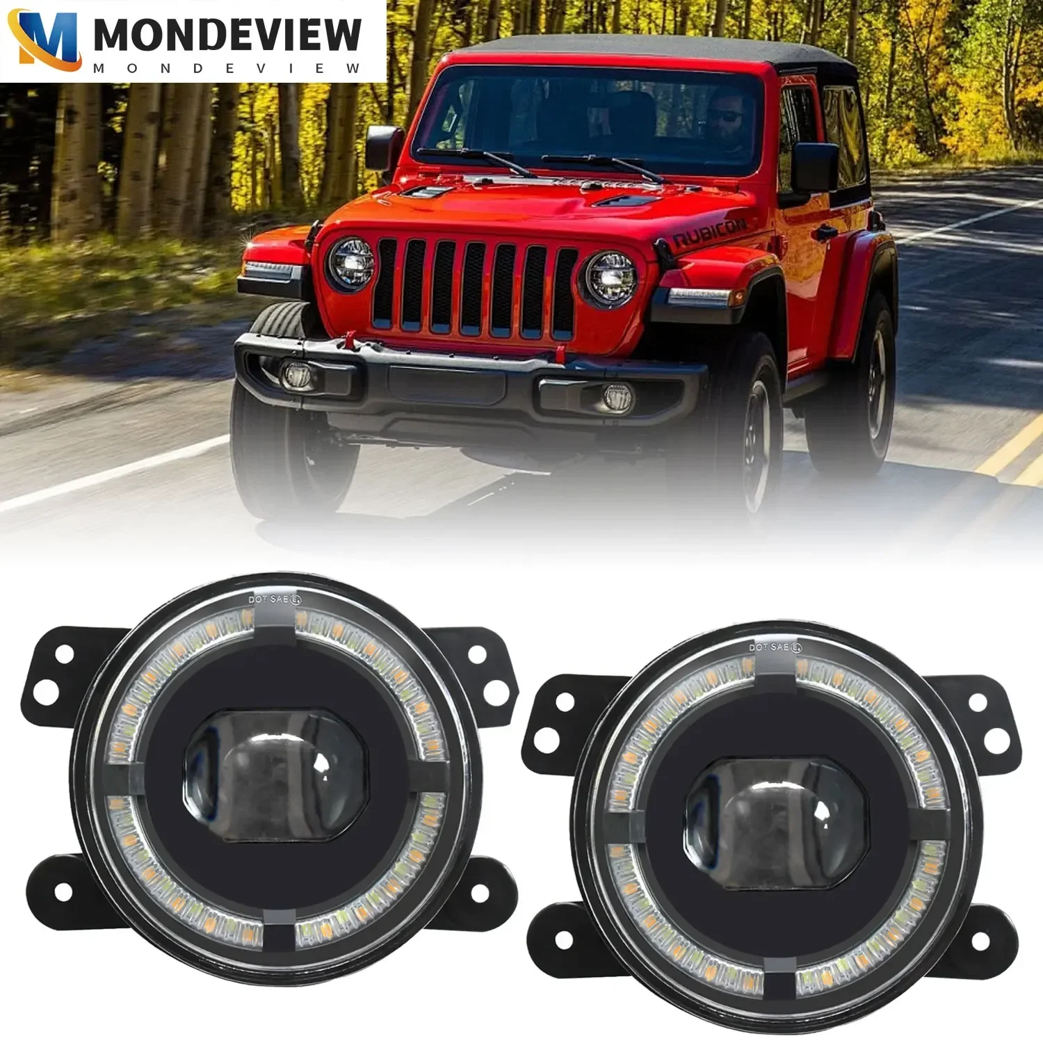 MONDEVIEW Y5 4-inch Wrangler fog light single lens 220W 6000K off-road vehicle signal light 22000LM motorcycle auxiliary light