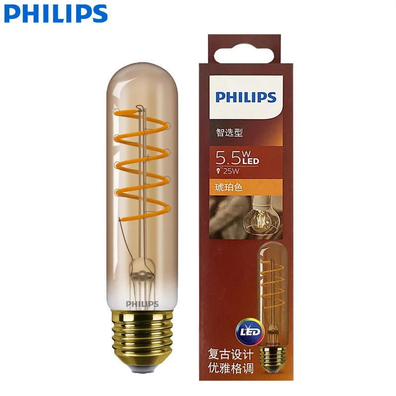Philips LED T32 Classic Filament Decorative Strip Lamp 5.5W(=25W) E27 220-240V Bulb 2000K Warm Light Dimmable Amber Retro LED