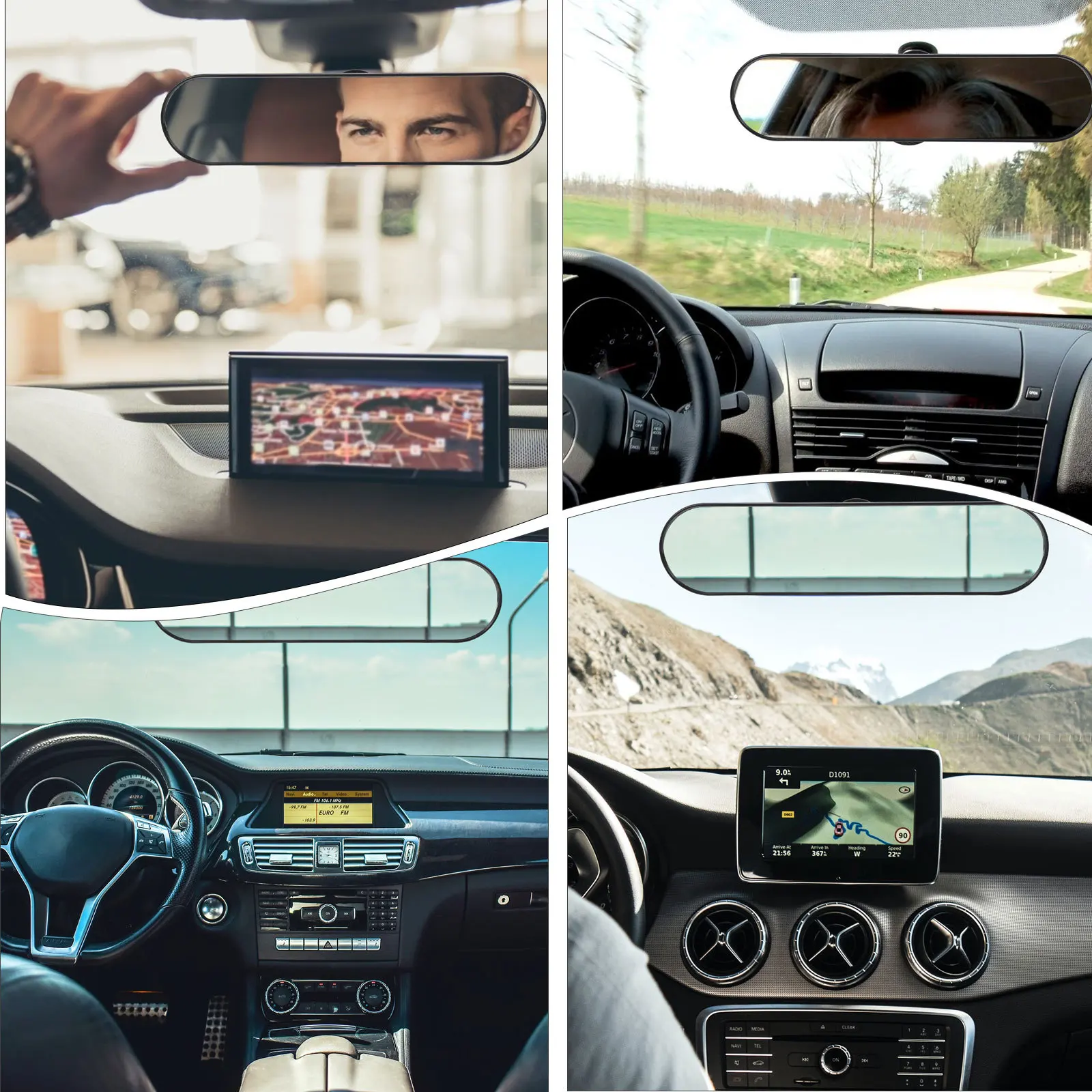 

1Pcs Rotatable Rear View Mirror Car Interior Mirror Exquisite Workmanship Clear Scratch Resistant Surface Wide Angle Design