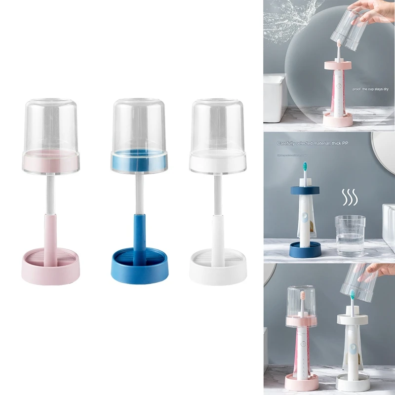 

Toothbrush Holder With Cup Cover, Compatible With Electric Toothbrushes And Conventional Toothbrushes