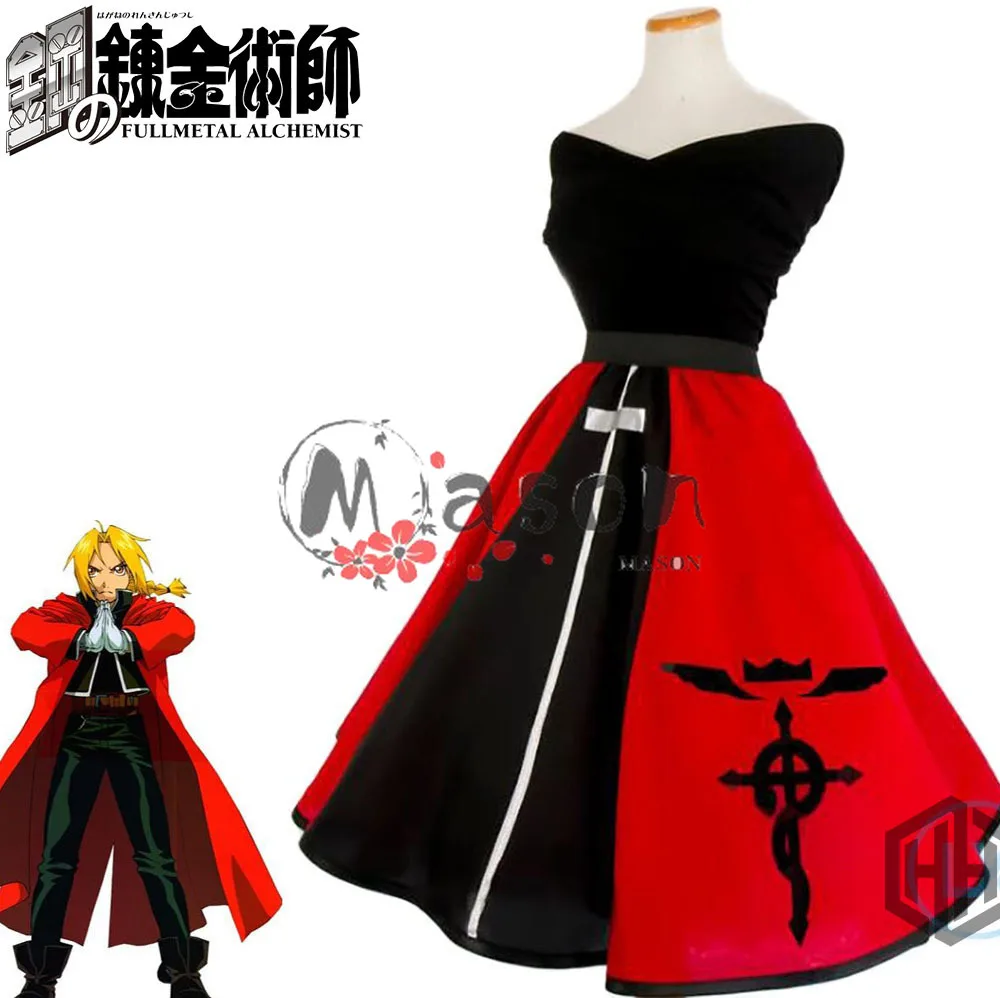 Fullmetal Alchemist Cosplay Costume Edward Elric Women lolita Dress Kimono Cosplay Costume Halloween Dress Anime Clothes