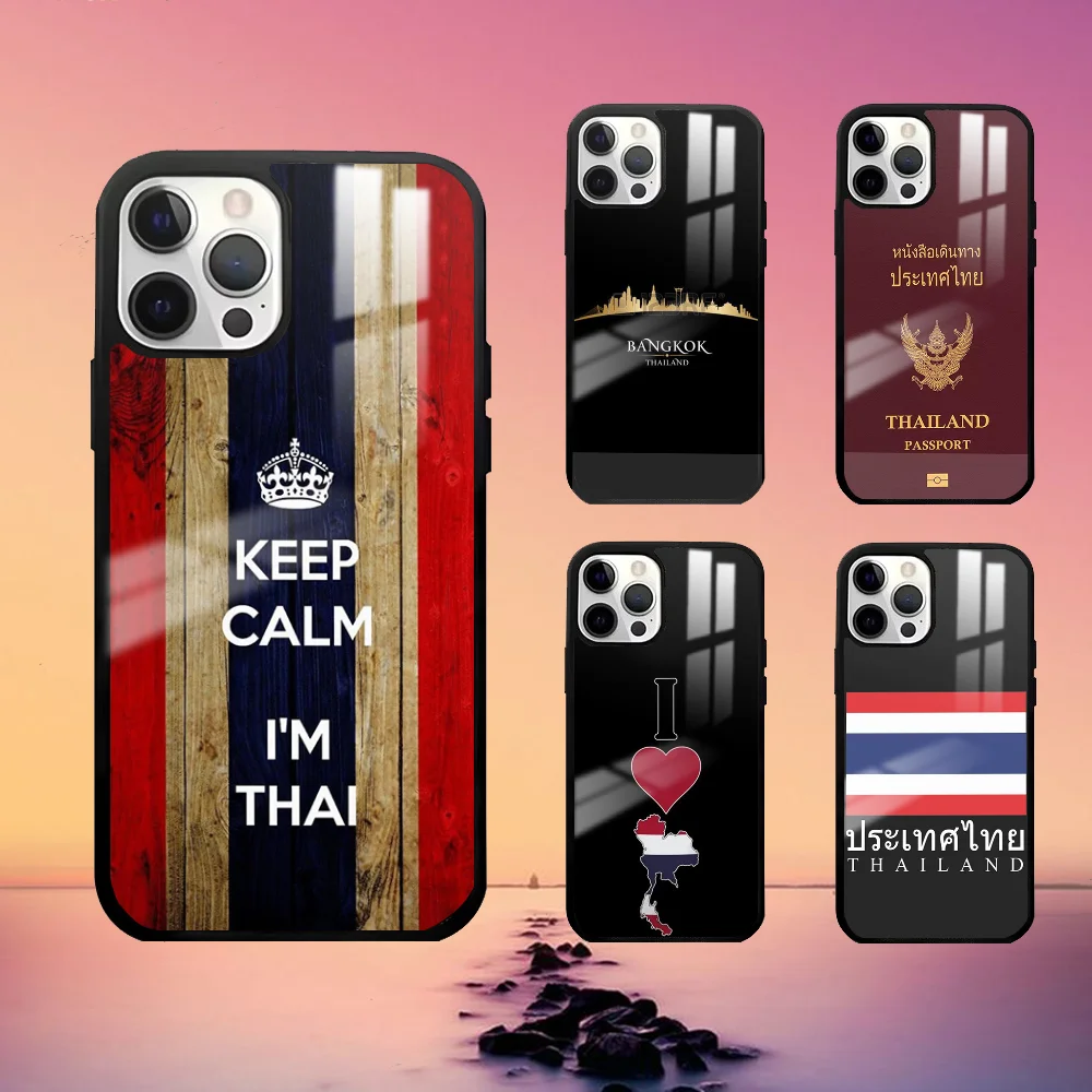 Thailand Flag Map Phone Case For iPhone 16 15 14 13 12 11 Pro Max Plus Mini PC Fashion High Quality mirror phone case