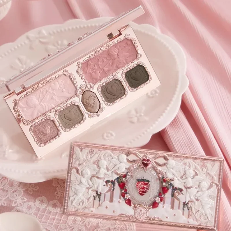 플라워 노우즈 딸기 큐피드 아이섀도우 블러쉬 하이라이터 파우더 멀티 기능 팔레트 100% 오리지널 플라워노우즈 메이크업 뷰티