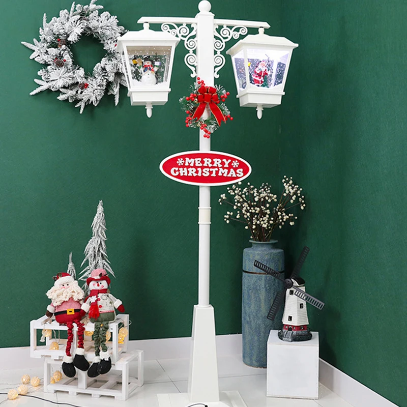 

Snow Street Lights Scene Christmas Decoration Metal Outdoor Landscape Light Ornaments Large Shop Christmas Plug Red Home Decor
