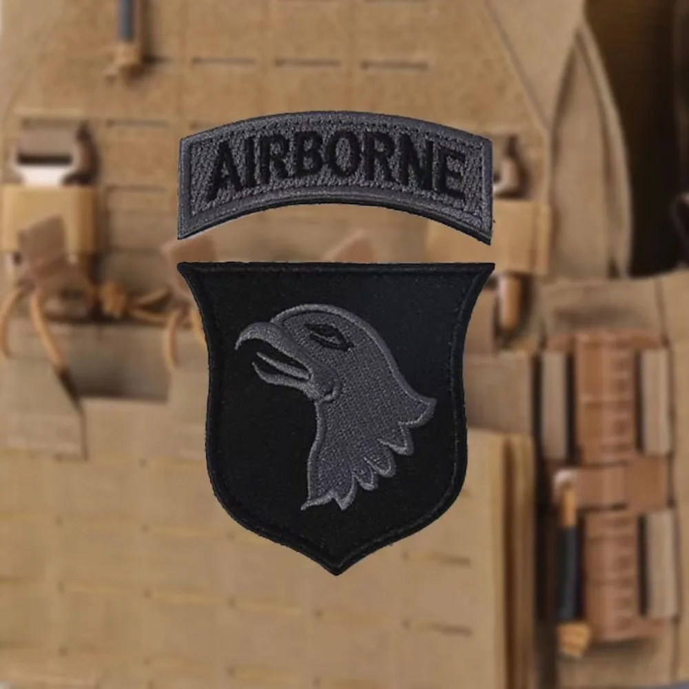 2 قطعة/المجموعة الولايات المتحدة 101st قسم المحمولة جوا شارة المطرزة هوك وحلقة التصحيح التصحيح التكتيكي