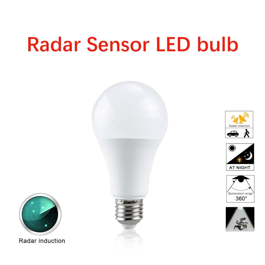 

Radar Sensor LED Bulb E27 Motion Sensor Light Bulbs 85-265V 10W 15W 20W Smart LED Lamp Bulb Auto On/Off Night Light for Home