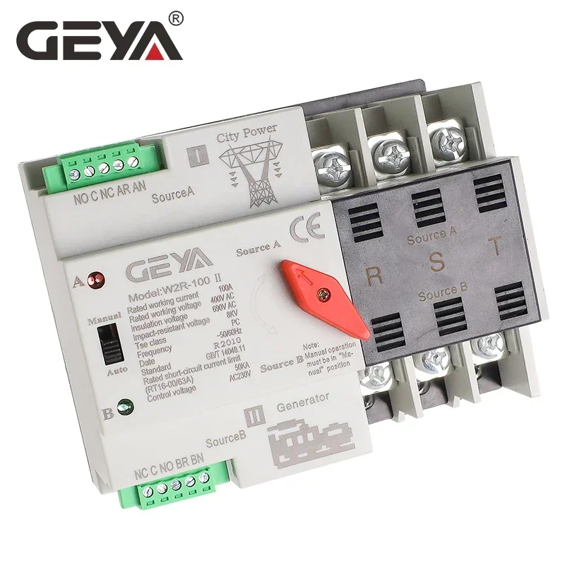 GEYA W2R Dual Power Automatic Transfer Switch100A  ATS 220V PC Class Household Power Transfer Switch 50/60Hz