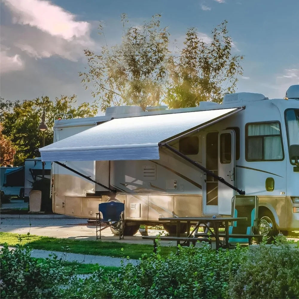 

Manual RV Awning Black Modular Retractable Awning Complete Kit for RV,5th Wheel,Travel Trailers,Toy Haulers,RV Awning