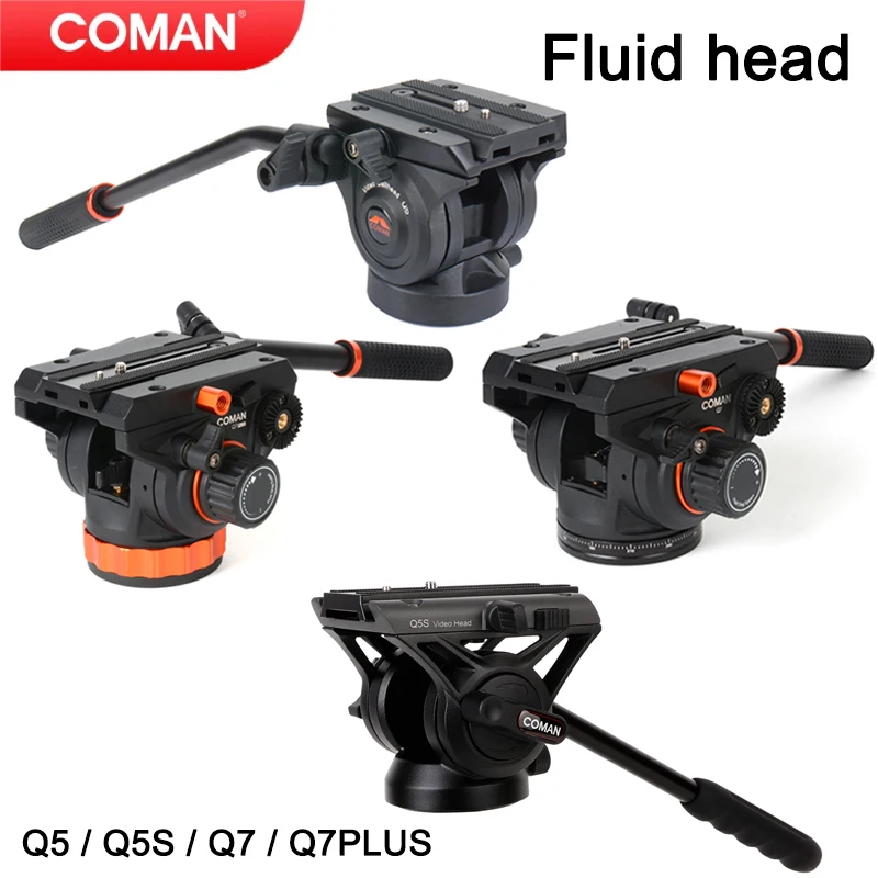 COMAN 75mm Ball Bowl Base Professional Ballhead Q7Plus Fluid Head for Video Tripod DSLR/360 Degree Rotation Video Fluid Head Q7