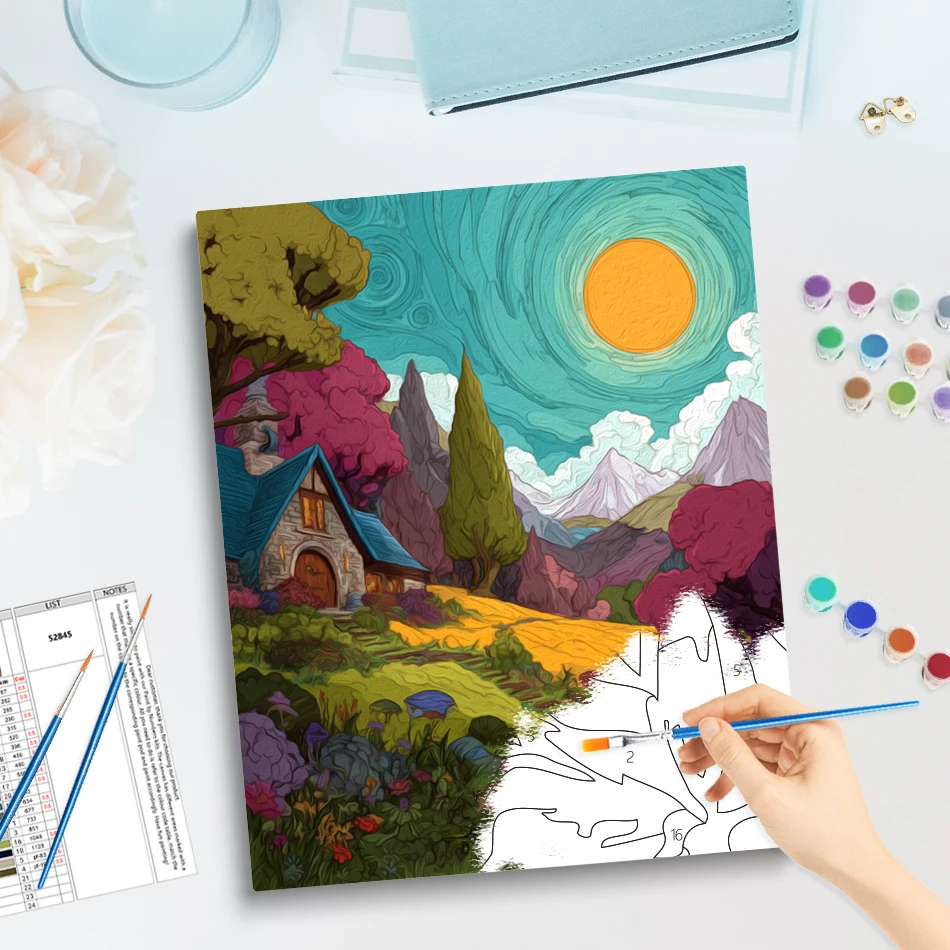 GATYZTORY Painting By Numbers Acrylic Landscape Markers By Numbers Diy Set Watercolor Artwork Picture