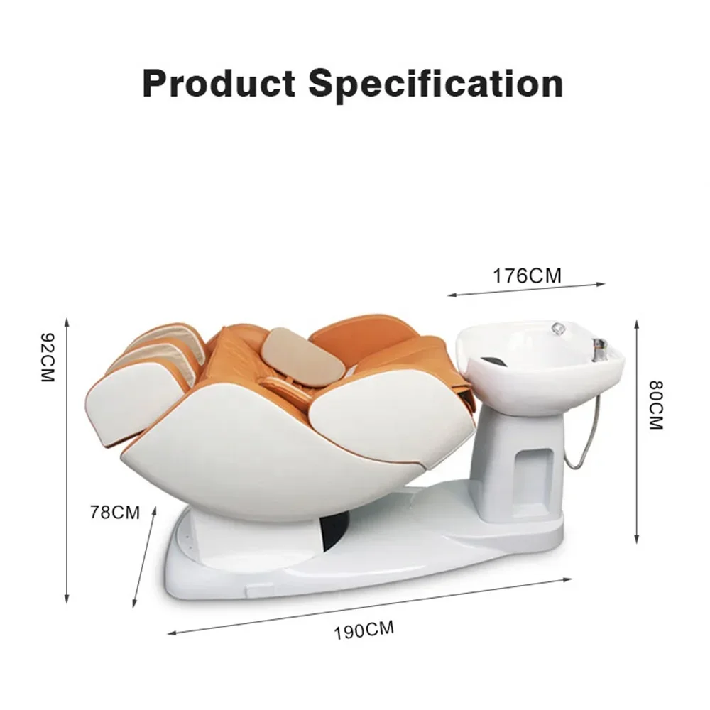 Professional Modern Luxury Beauty Hair Salon Furniture Backwash Bed Electric Full Body Shiatsu Massage Shampoo Chair with Bowl