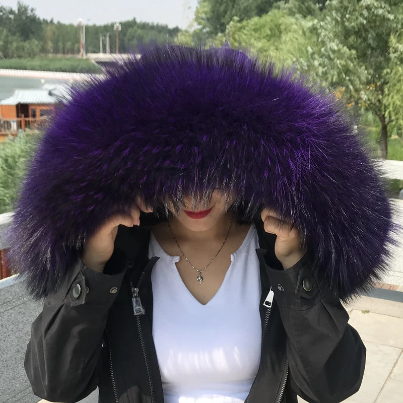 الشتاء 100% ريال الراكون الفراء طوق المرأة شال فرو طبيعي دفئا حلقة امرأة الأوشحة الفاخرة الفراء تقليم ل هود وشاح