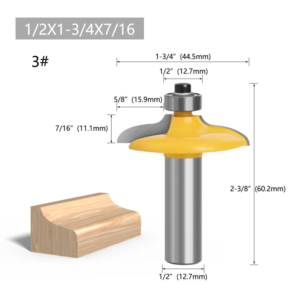 LAVIE 1 Stück 1/2" 12,7 mm Schaft Fräser Holzschnitzerei Schubladenfrontfräser Rundfräser mit Kantenprofilierung Fräser-Set mit Schutzkappe – Detail 9