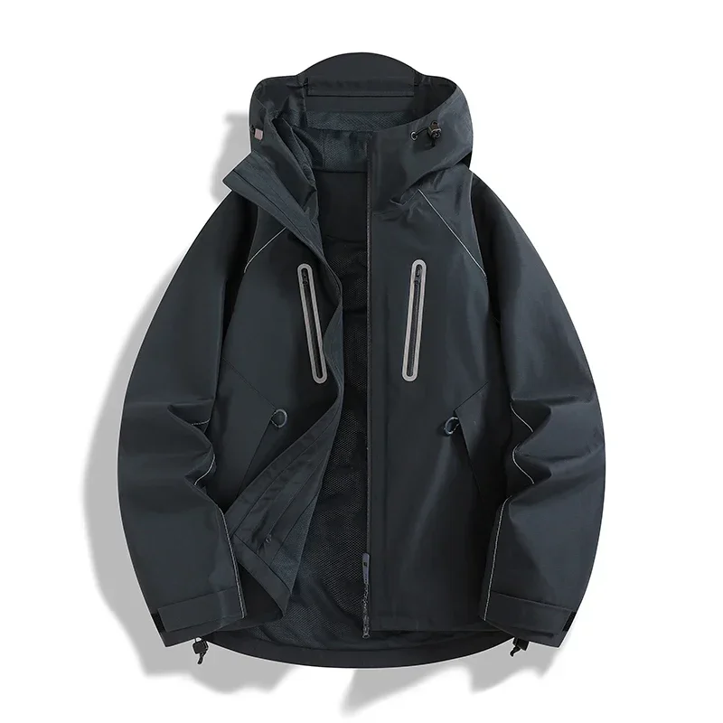 Outdoor Camping Windbreaker Men Luxury Trendy Hard Shell Waterproof Windproof Jacket 2025 Autumn Snow Ski Cold-proof Hooded Coat