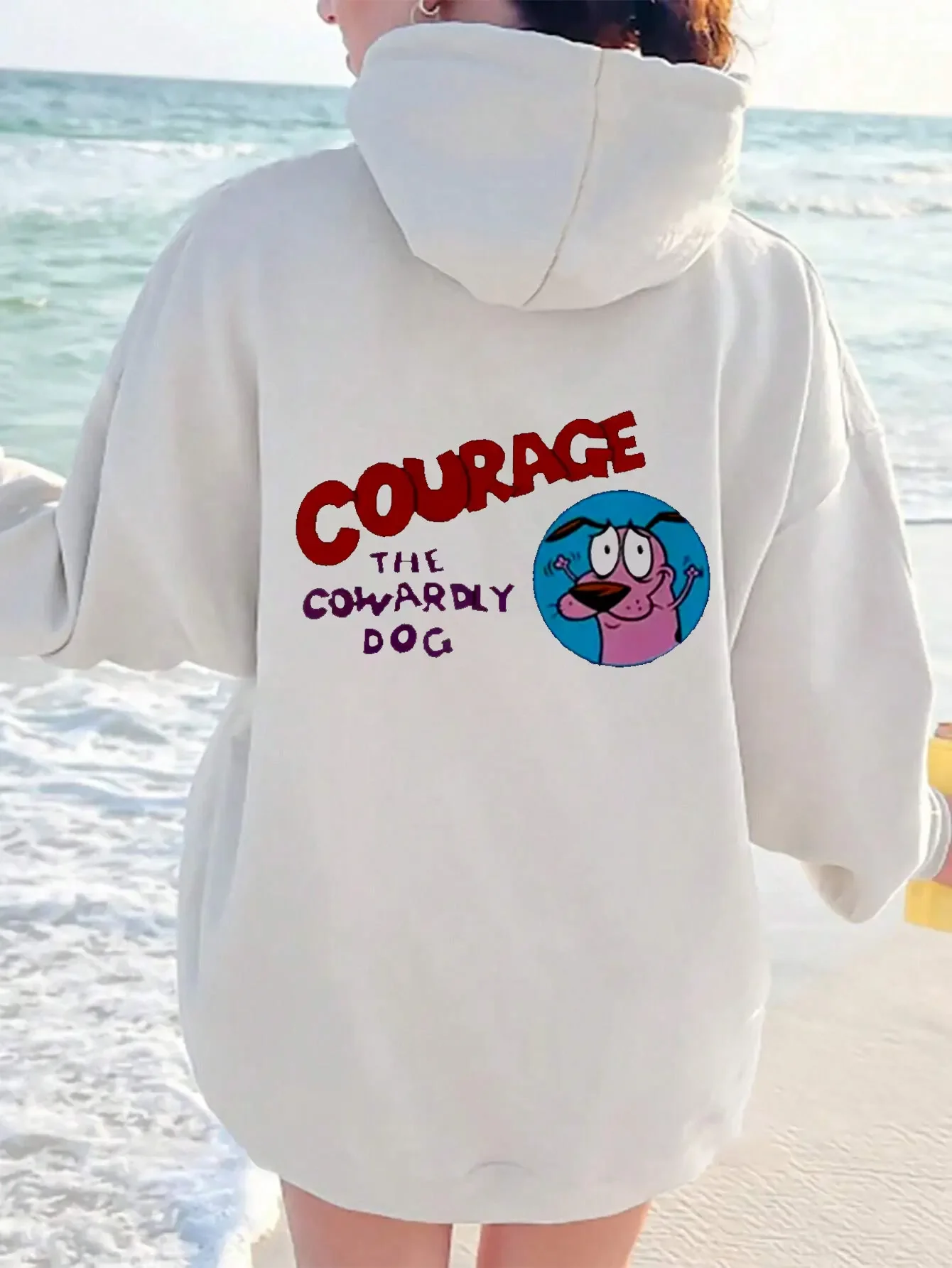 New Classic Courage The Cute Dog Logo Graphic Sweatshirts Hoodies Lady Fashion Autumn Cute 90s Women Long Sleeve Women's Wear