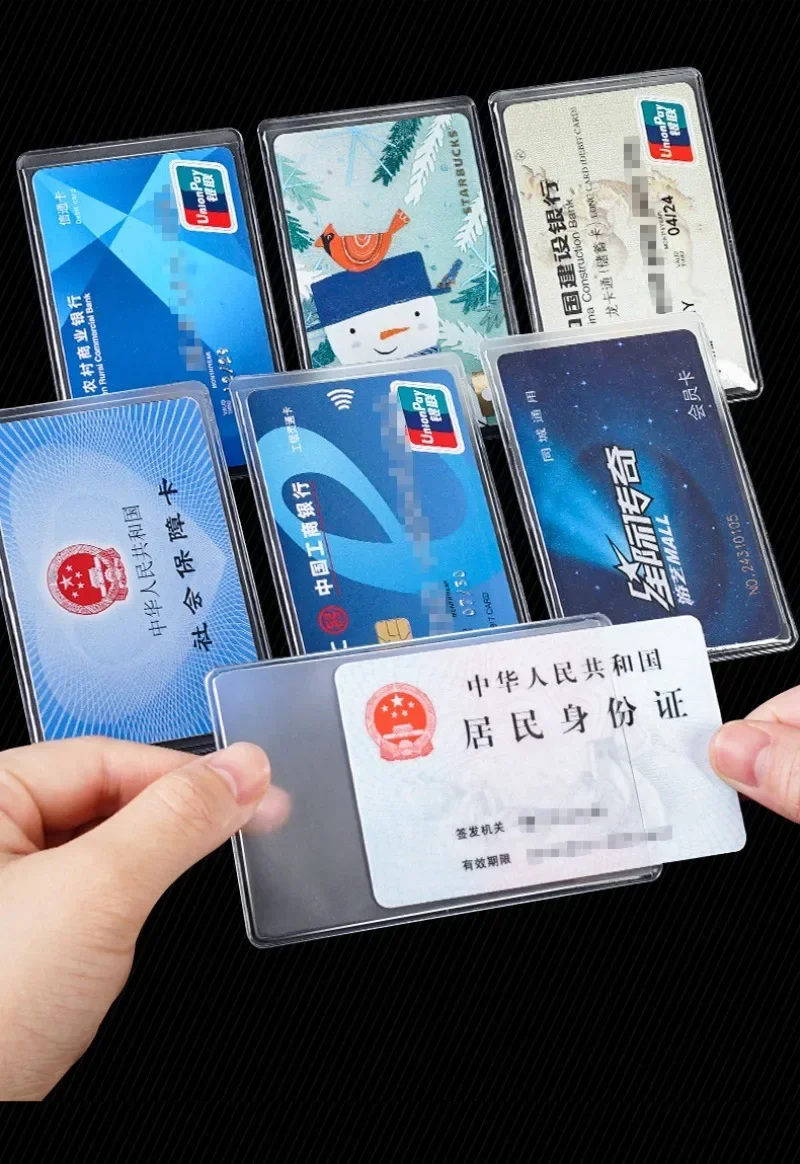 1/5/10pcs 투명 투명 방수 카드 커버 여성 남성 카드 홀더 케이스 신용 카드 은행 ID 카드 배지 보호 슬리브