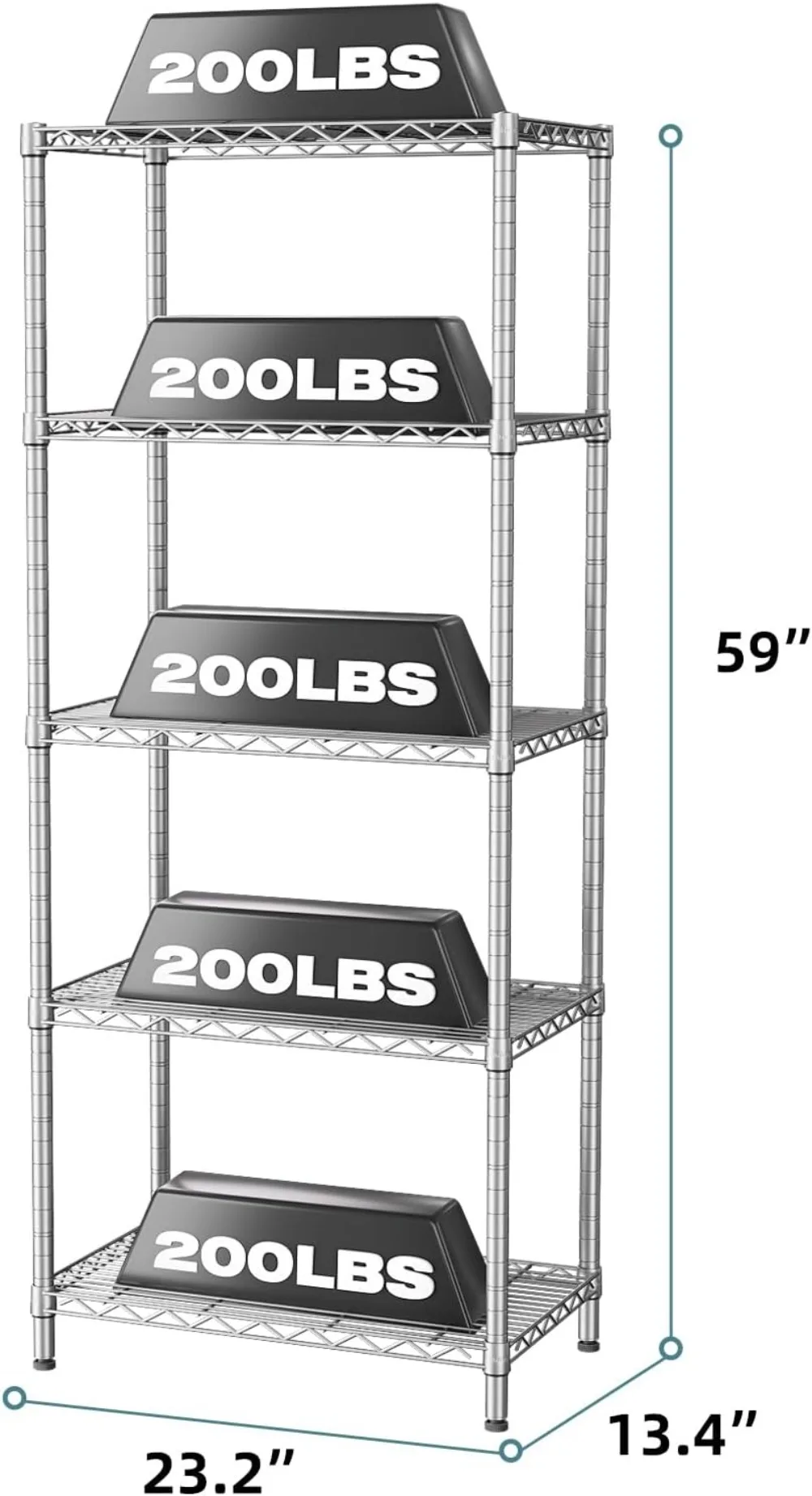 5-poziomowe regały magazynowe do garażu, wytrzymałe regały druciane, metalowe do spiżarni, szafy, kuchni, pralni, łazienki, organizery