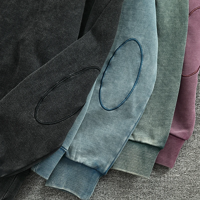 هوديي قطني ثقيل الوزن للرجال ملابس رياضية محبوكة مستديرة Ne كاجوال طويلة Sve مضادة للتجاعيد American Sle Thiened Sweats...