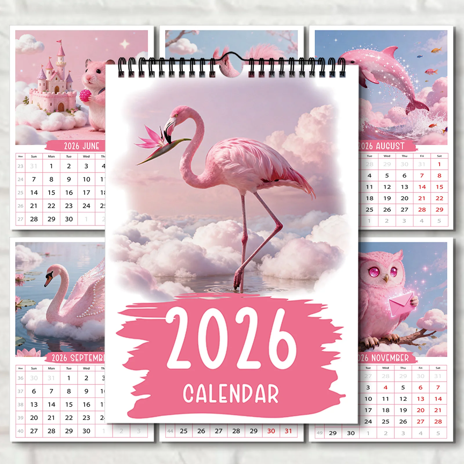 

1 шт. 2026 настенный календарь формата А4, коллекция дикой природы с 12 различными изысканными узорами, подарок на Рождество и Новый год