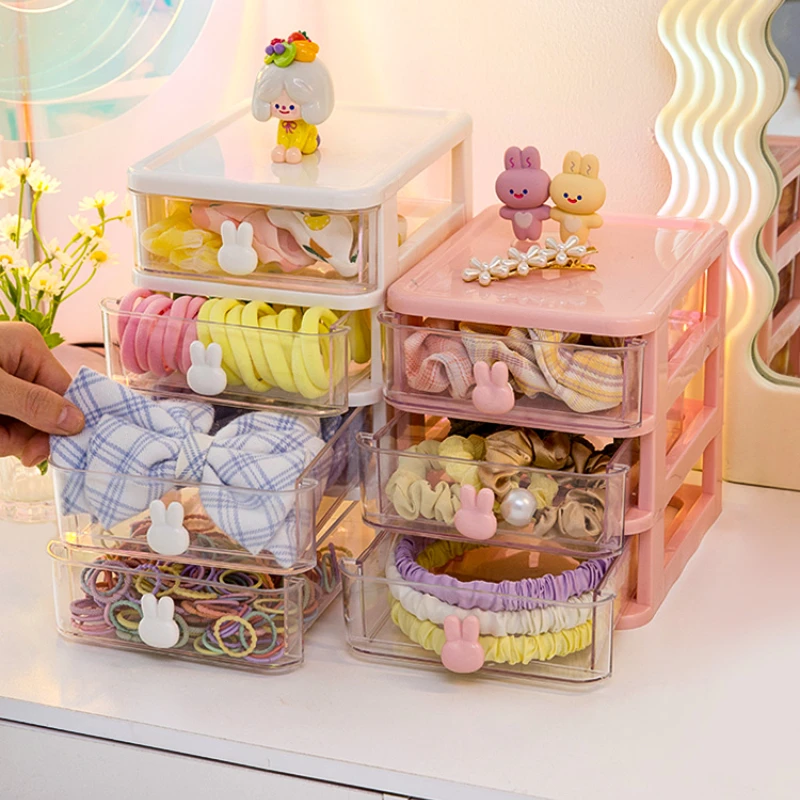 Plastic Hair Accessories Storage Box for Children, Desktop Organizer, Hair Clip, Jewelry, Head Rope, Rubber Band, Kids, Girl