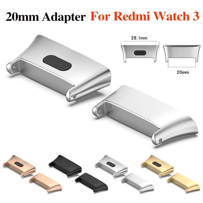 2Pcs 20mm Wrist WatchBand Strap Adapter For Redmi Watch 3 Smartwatch Wristband Metal Connector