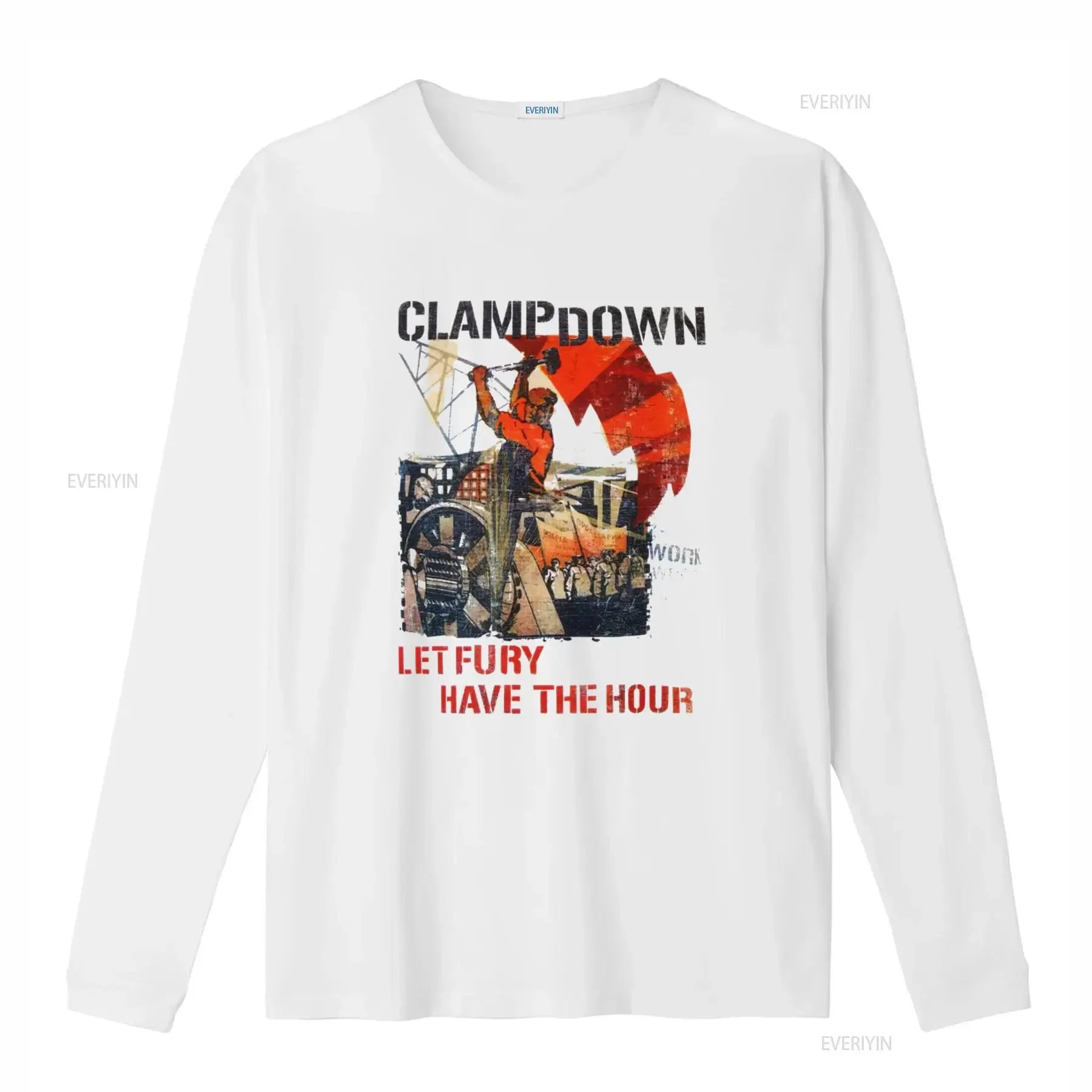 The Clash Inspired Clampdown Vintage Soviet Propaganda T Shirt Let Fury Have Hour vintage Washed Stretched Versatile graphic