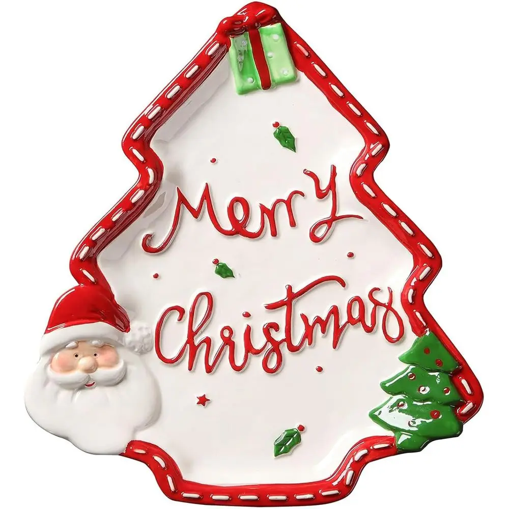 

12.5 Christmas Tree Snack & Appetizer Trays, Festive Dessert Bowls, Ceramic Serving Platters