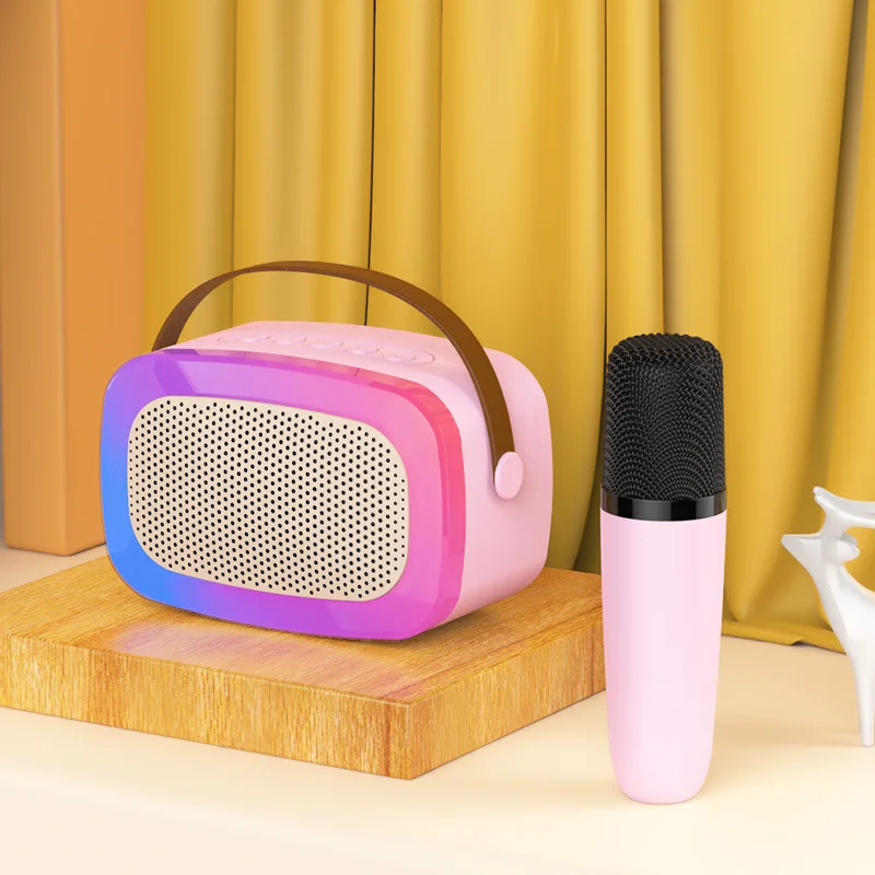 Minimicrófono inalámbrico con Bluetooth, altavoz portátil para Karaoke, Audio integrado, Subwoofer, novedad de 2023