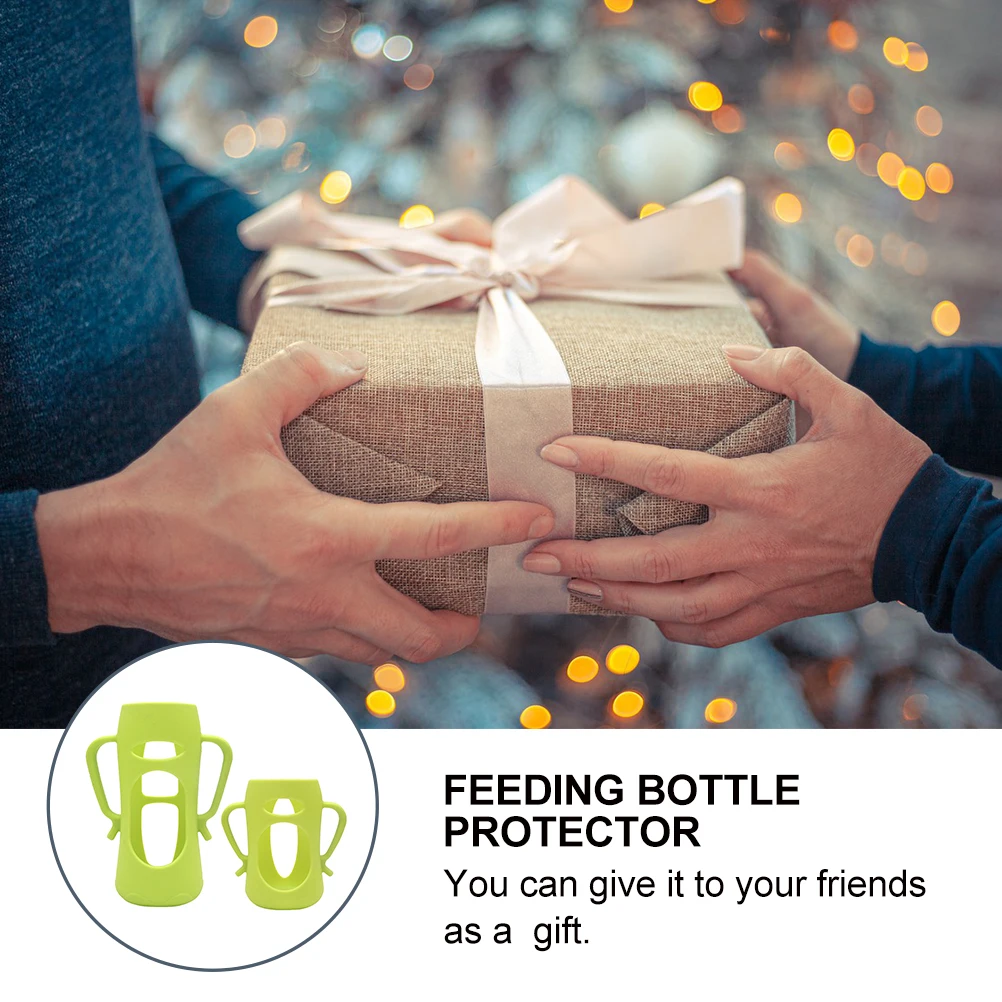 

2pcs Anti drop Silicone Bottle Protector for Newborn Green Portable Insulated Cover Feeding Baby Bottle Sleeve