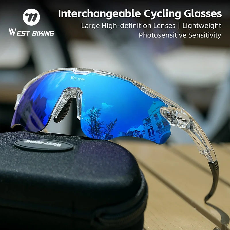 

WEST BIKING Professional Cycling Glasses TR90 Frame Anti-Glare With 3 Interchangeable Lenses Outdoor Racing UV400 Goggles