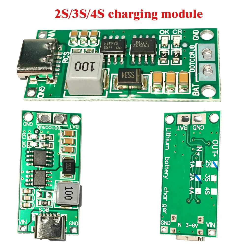 2S 3S 4S Lithium Battery Charging Module Charging Board Battery Charger TypeC Charging 8.6V 12.6V 16.8V 2A