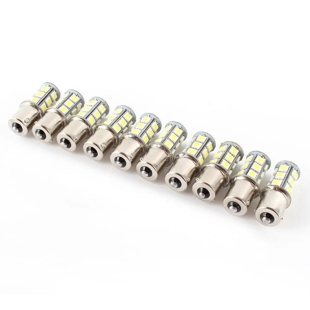 Set of 10 Warm White 1156 BA15S 18-SMD 5050 Car LED Bulbs Backup Reverse Trailer