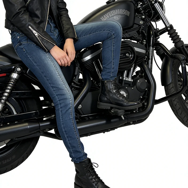 Blue Women motorcycle jeans Moto riding pants Motorbike trousers with armor pockets armor not included 905
