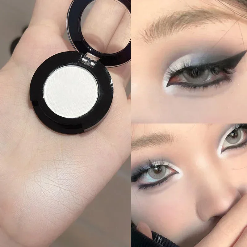 Palette de fards à paupières gothiques noirs mats, blanc couché, ver à soie, Eyeliner, maquillage pour les yeux, bleu Punk, fumé, cosmétiques