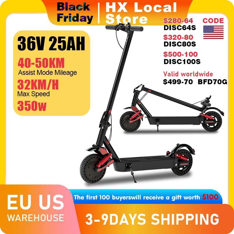 

HX D06 e scooter 350W 25AH electric scooter Shock absorbing E Scooter 8.5inch APP Smart adult escooters Electric kick scooter