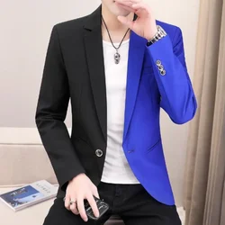 Men's slim fit color black and white suit 11782