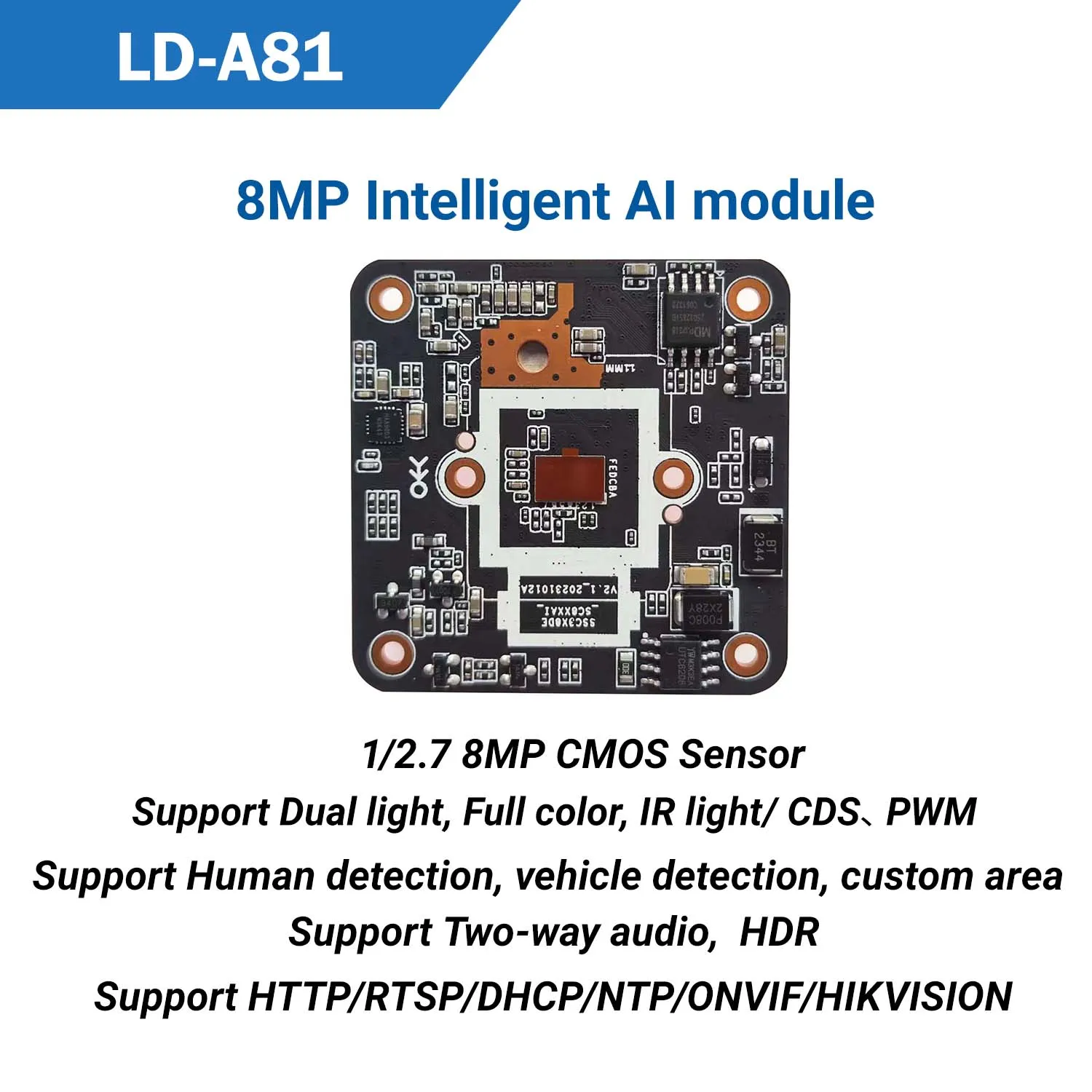 IPC 8MP 4k LD-A81 AI Intelligent Dual-light Module Network Video Recorder for Security Surveillance Webcam